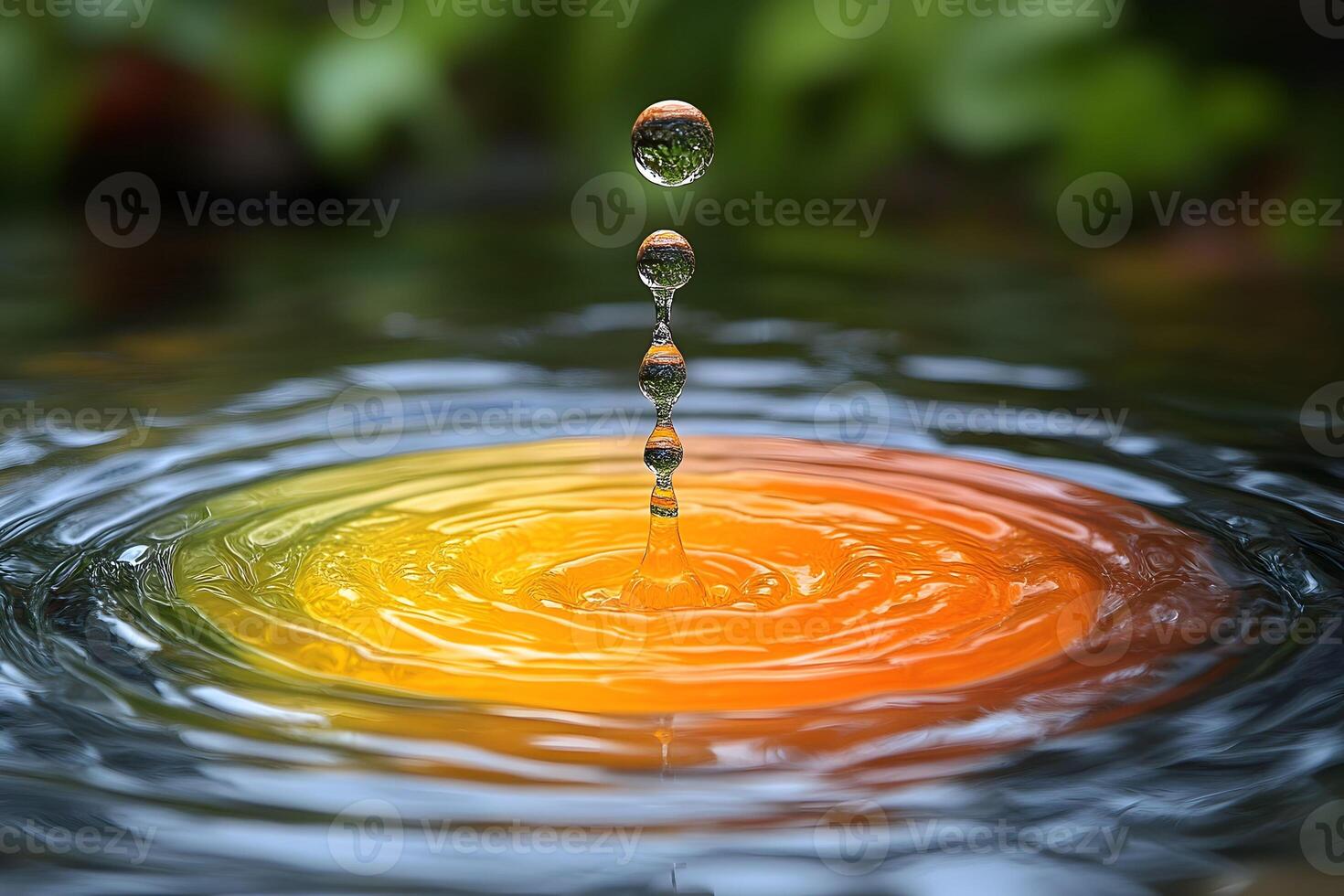 Vibrant Water Droplet Splash with Ripples in Nature Setting photo