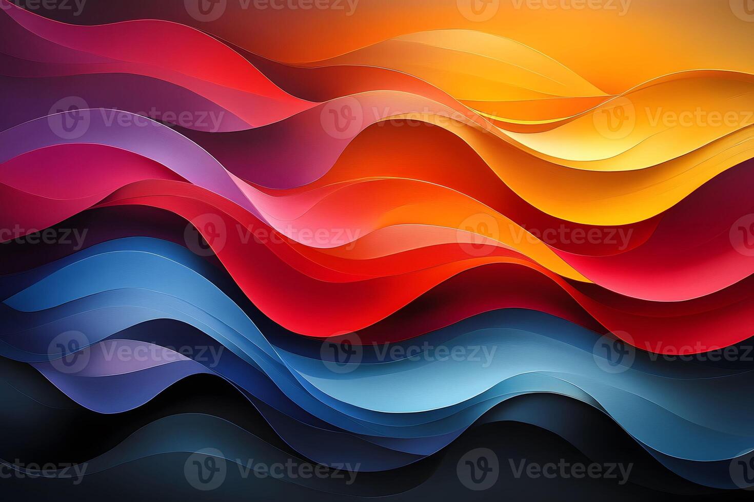 Vibrant Abstract Waves Colorful Paper Layer Art for Modern Decor and Design photo