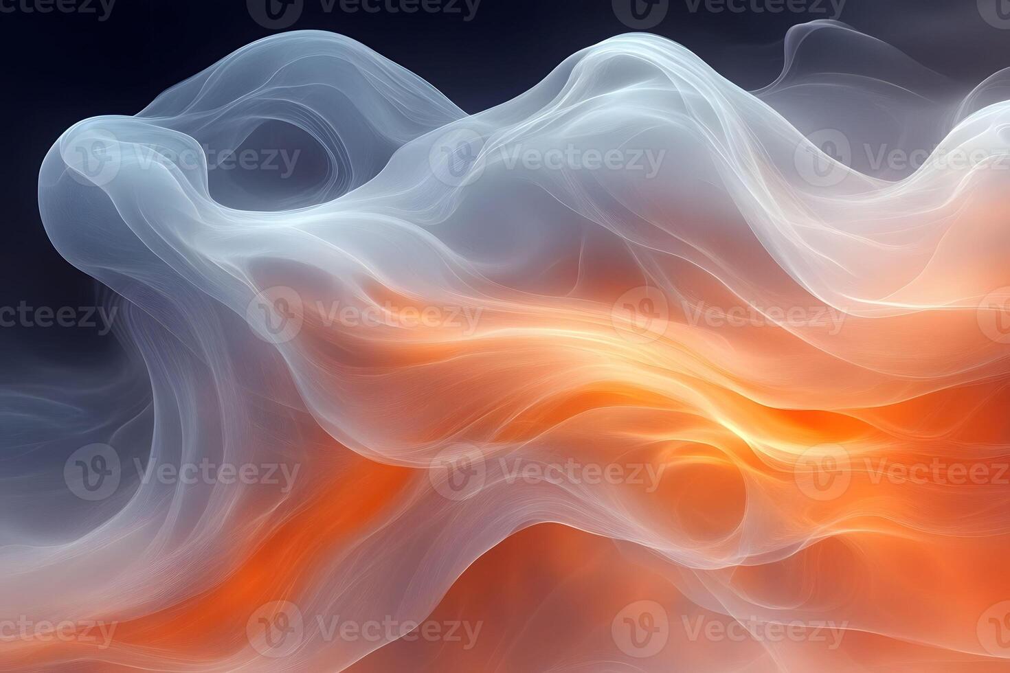 Abstract Fluid Art with Flowing Orange and White Swirls photo