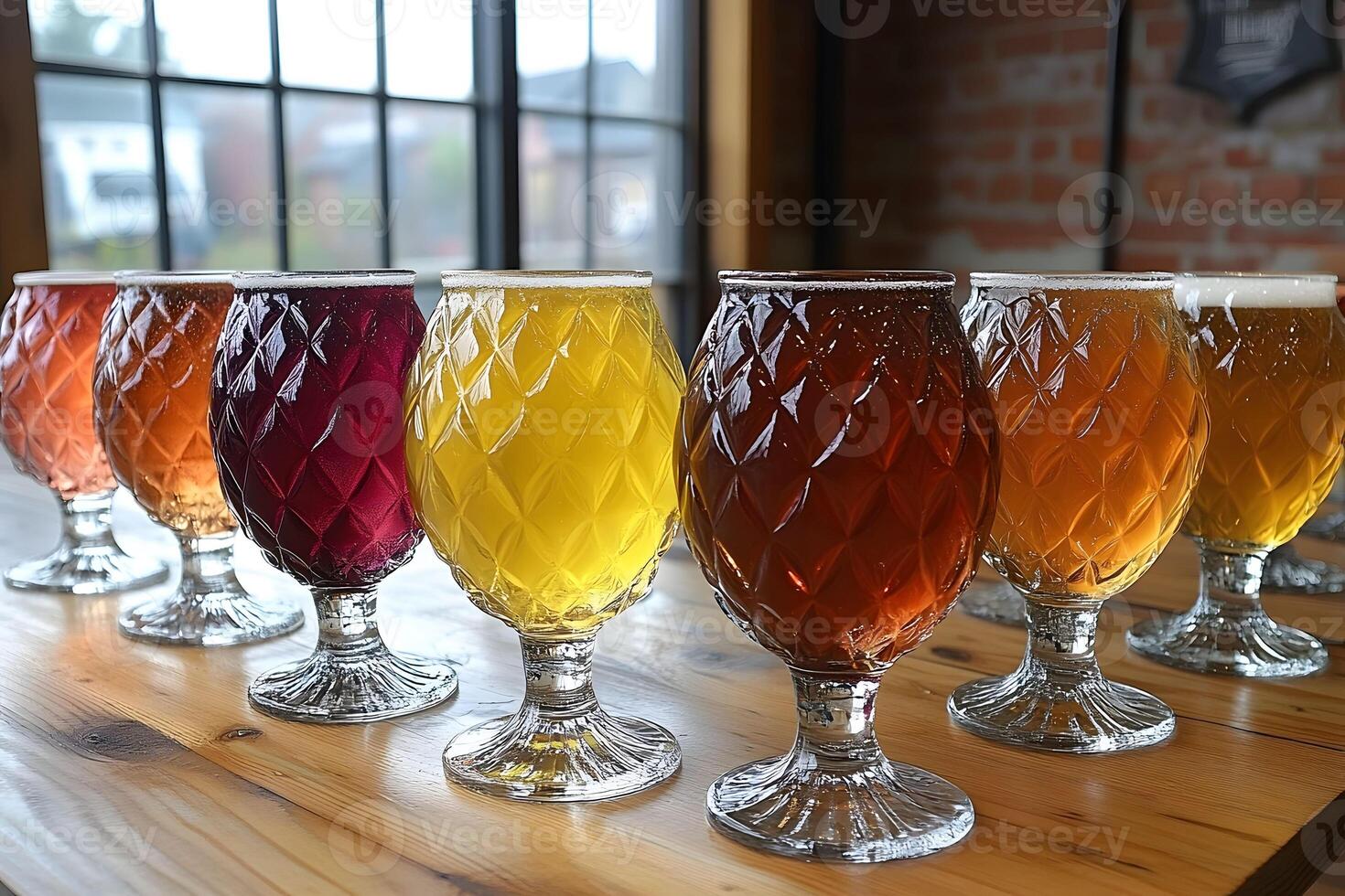 Diverse Craft Beer Selection in Decorative Glassware for Bar and Brewery Decor photo
