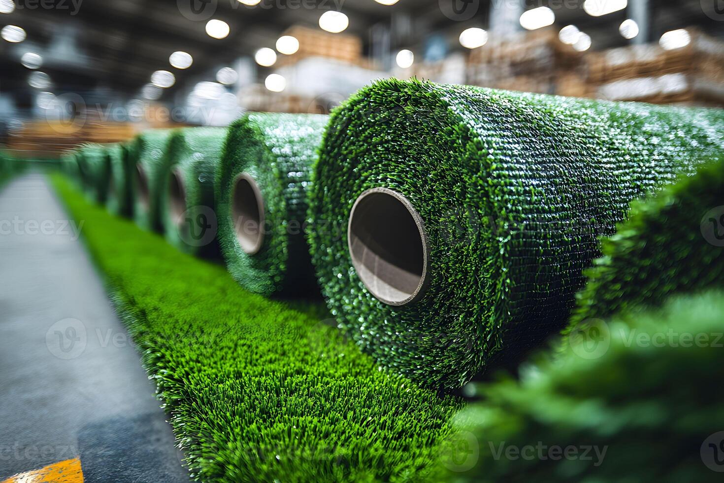 Artificial Turf Rolls in Warehouse for Landscaping and Sports photo