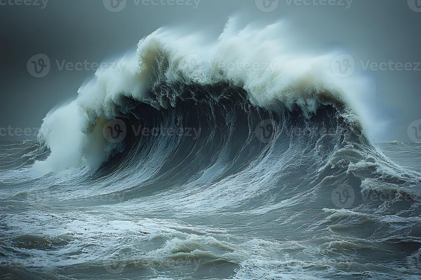 Majestic Ocean Wave Crashing with Dramatic Energy and Power photo
