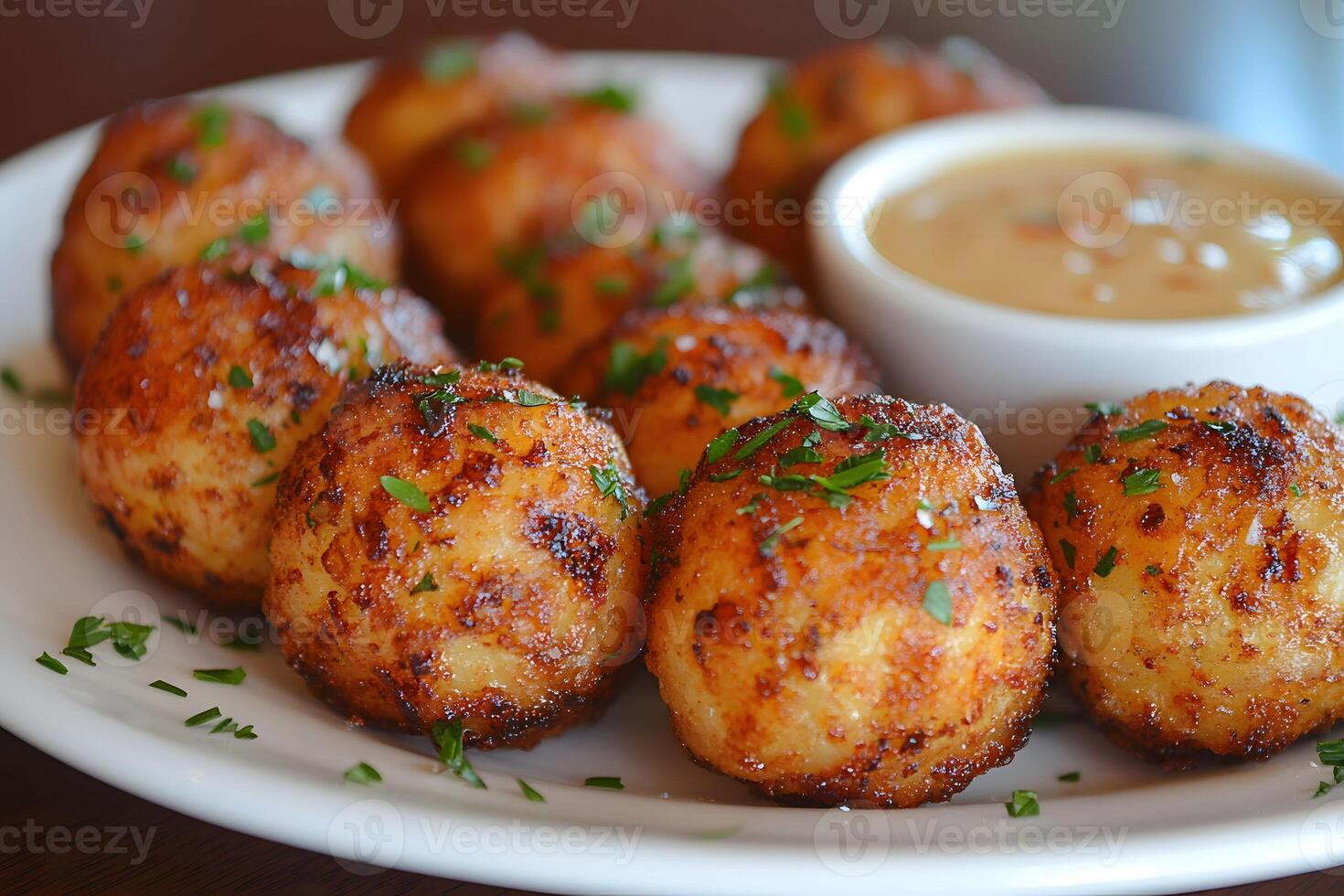 Crispy Potato Balls with Dipping Sauce Perfect Appetizer for Parties and Gatherings photo