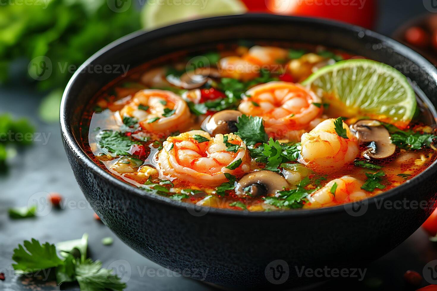 Flavorful Thai Tom Yum Soup with Shrimp and Mushrooms for Authentic Culinary Experience photo
