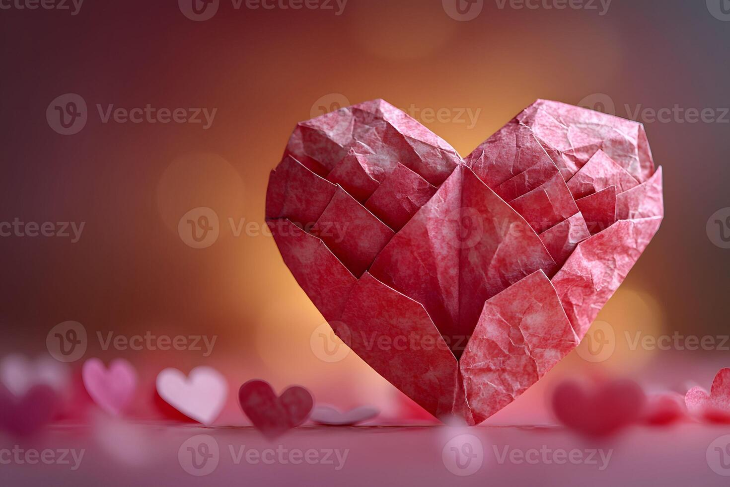 Origami Heart Art with Bokeh Lights for Valentine's Day Decor and Craft Inspiration photo