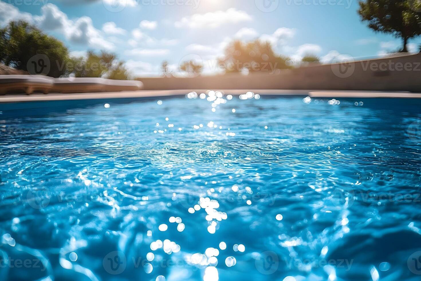 Serene Summer Poolside Reflection for Relaxation and Vacation Design photo