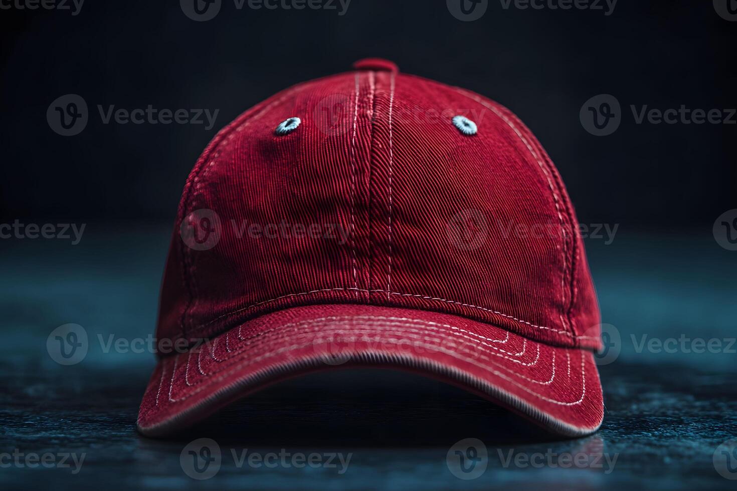 Bold Red Cap on Dark Background Fashion Accessory and Style Statement photo