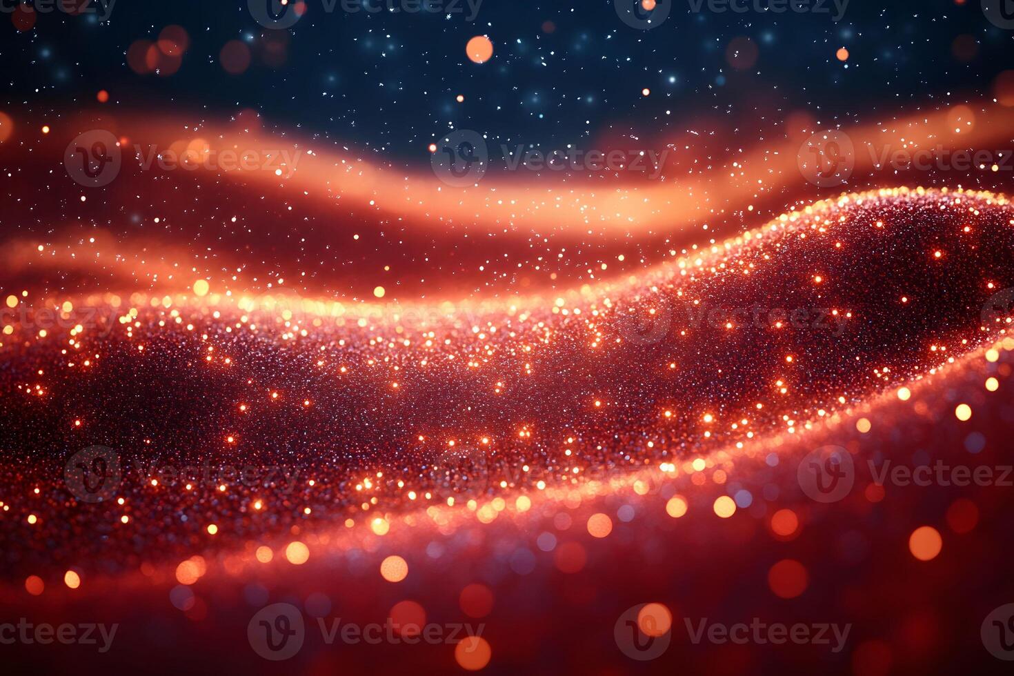Abstract Glowing Wave of Dynamic Particles in a Cosmic Landscape Design photo