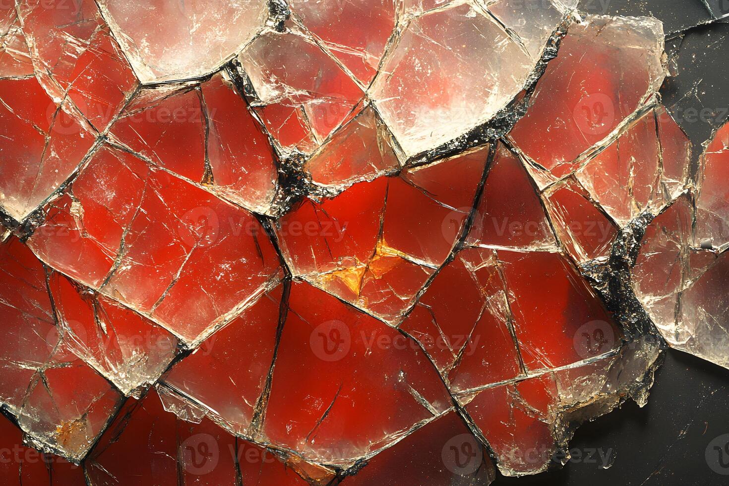 Cracked Glass Texture with Red and Black Background for Abstract Art or Design photo