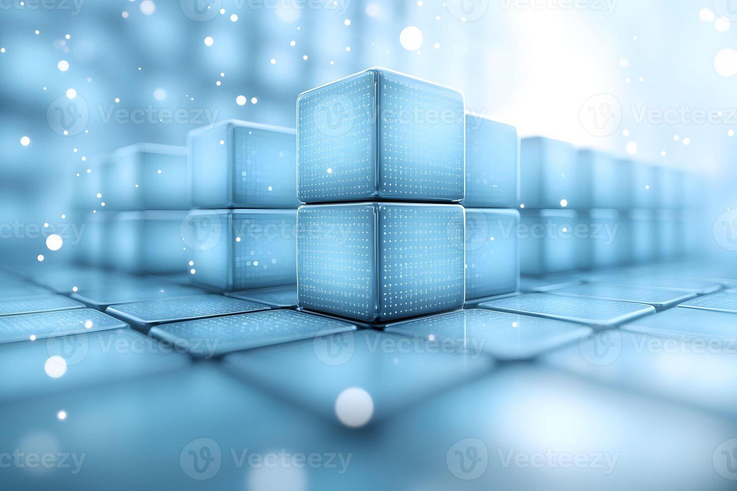 Futuristic Data Storage Abstract Digital Cube Matrix for Technology Design photo