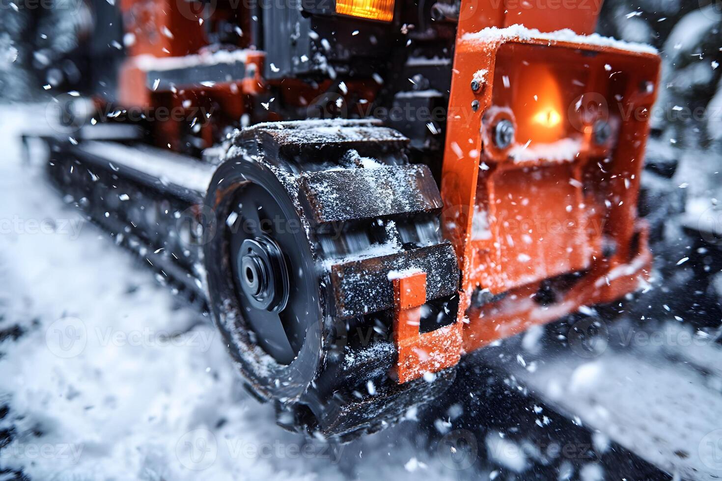 Powerful Snowy Terrain Industrial Machine in Action photo