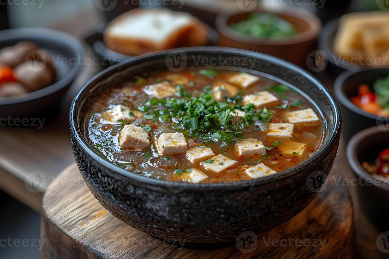 Hearty Tofu Miso Soup with Fresh Herbs and Vegetables - Perfect for Home-Cooked Meals and Recipe Ideas photo