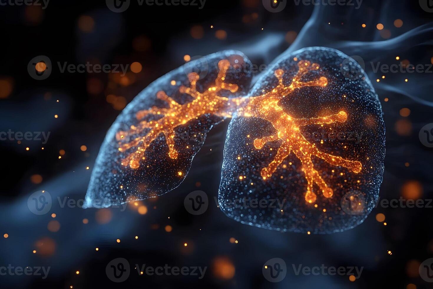 Digital Visualization of Glowing Lungs with Bronchial Network for Medical Design and Health Education photo