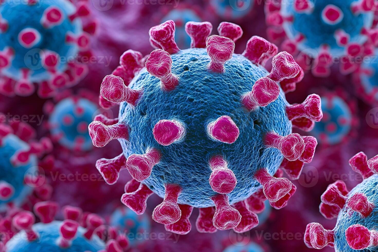 microscópico ver de virus células - científico visualización para médico investigación y educación foto
