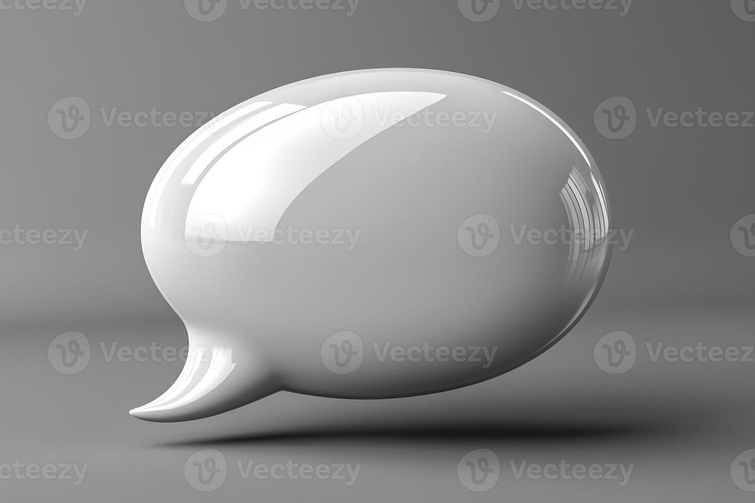 3D White Speech Bubble on Gray Background for Communication Design photo