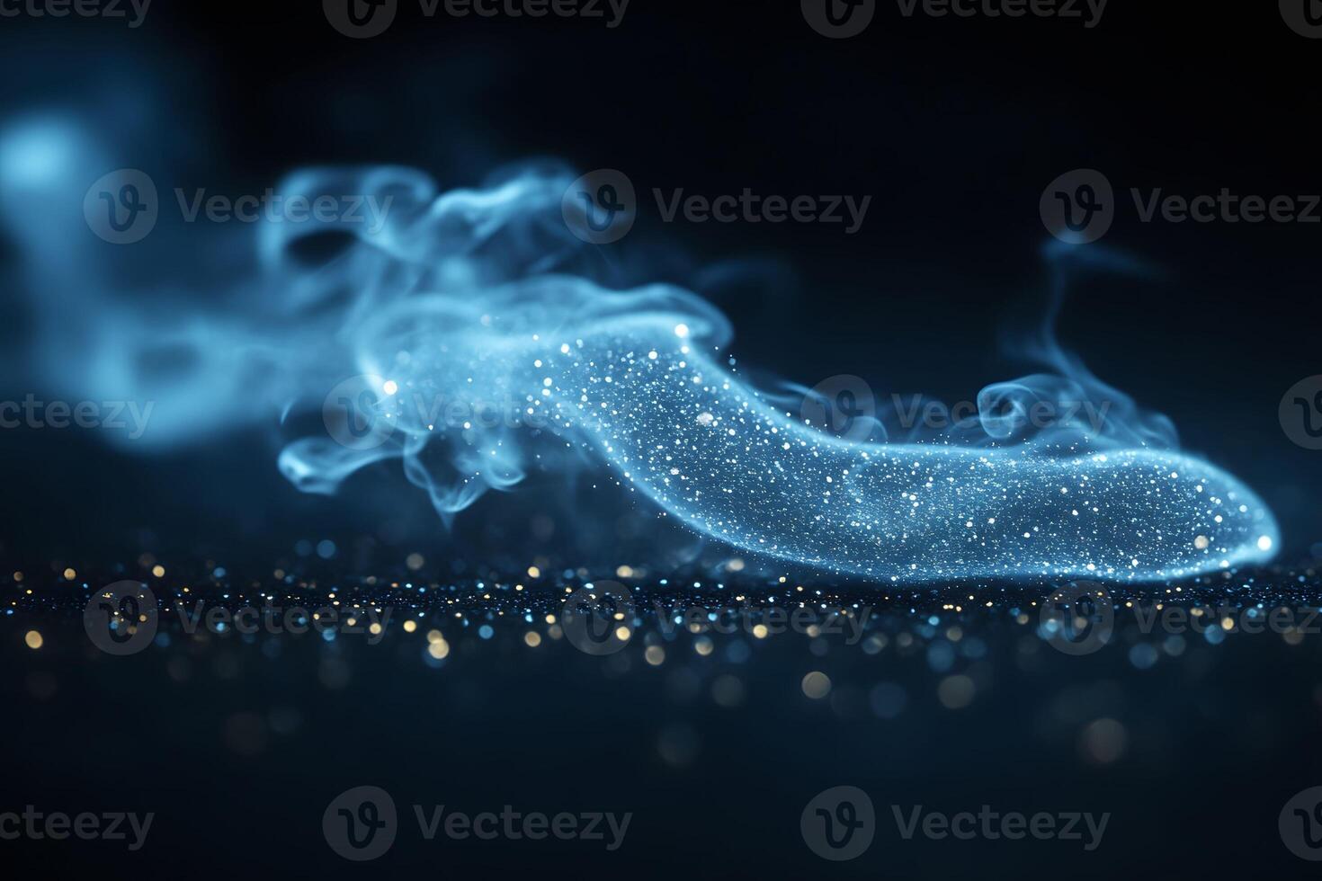 Abstract Cosmic Energy Glowing Particle Stream with Mystical Smoke photo