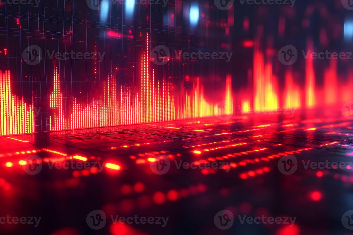 Futuristic Digital Soundwave Display with Vibrant Red and Black Color Scheme photo