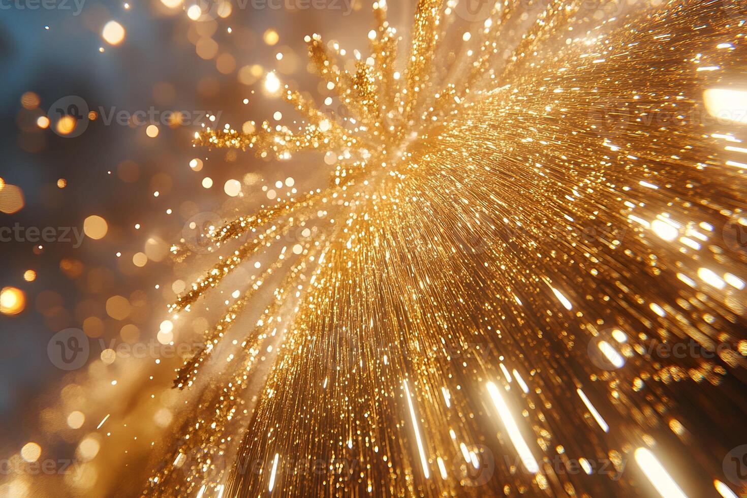 Golden Fireworks Burst, New Year Celebration, Festive Sparkle for Event Design photo