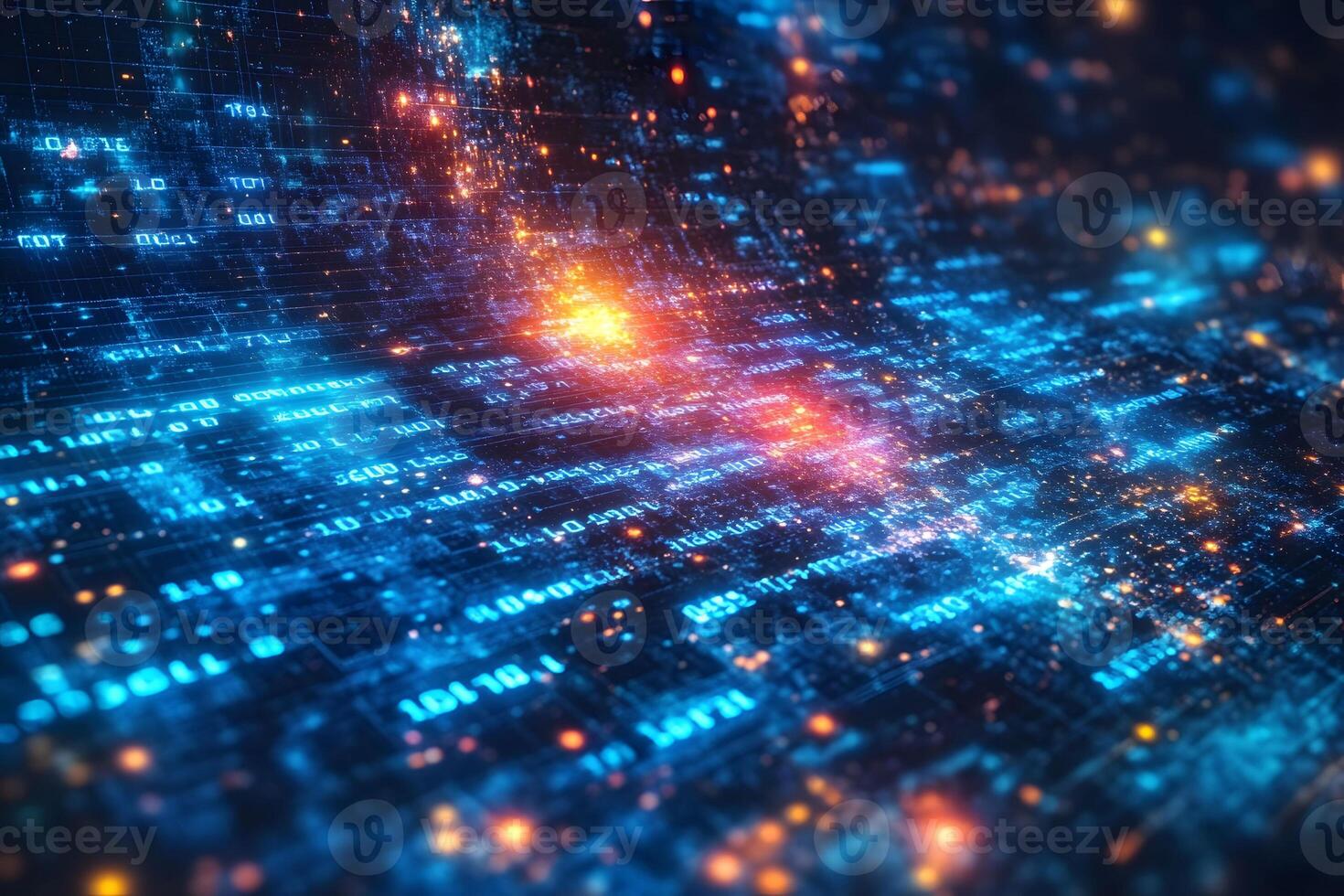 Digital Data Stream with Abstract Light Effects for Technology and Innovation Design photo