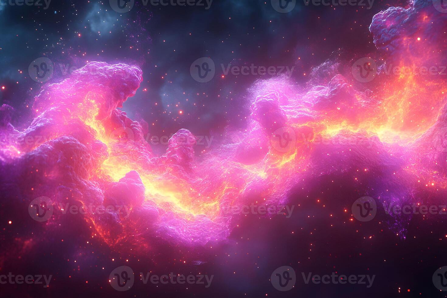 Cosmic Nebula Spectacle Vibrant Pink and Orange Interstellar Cloud in Deep Space photo