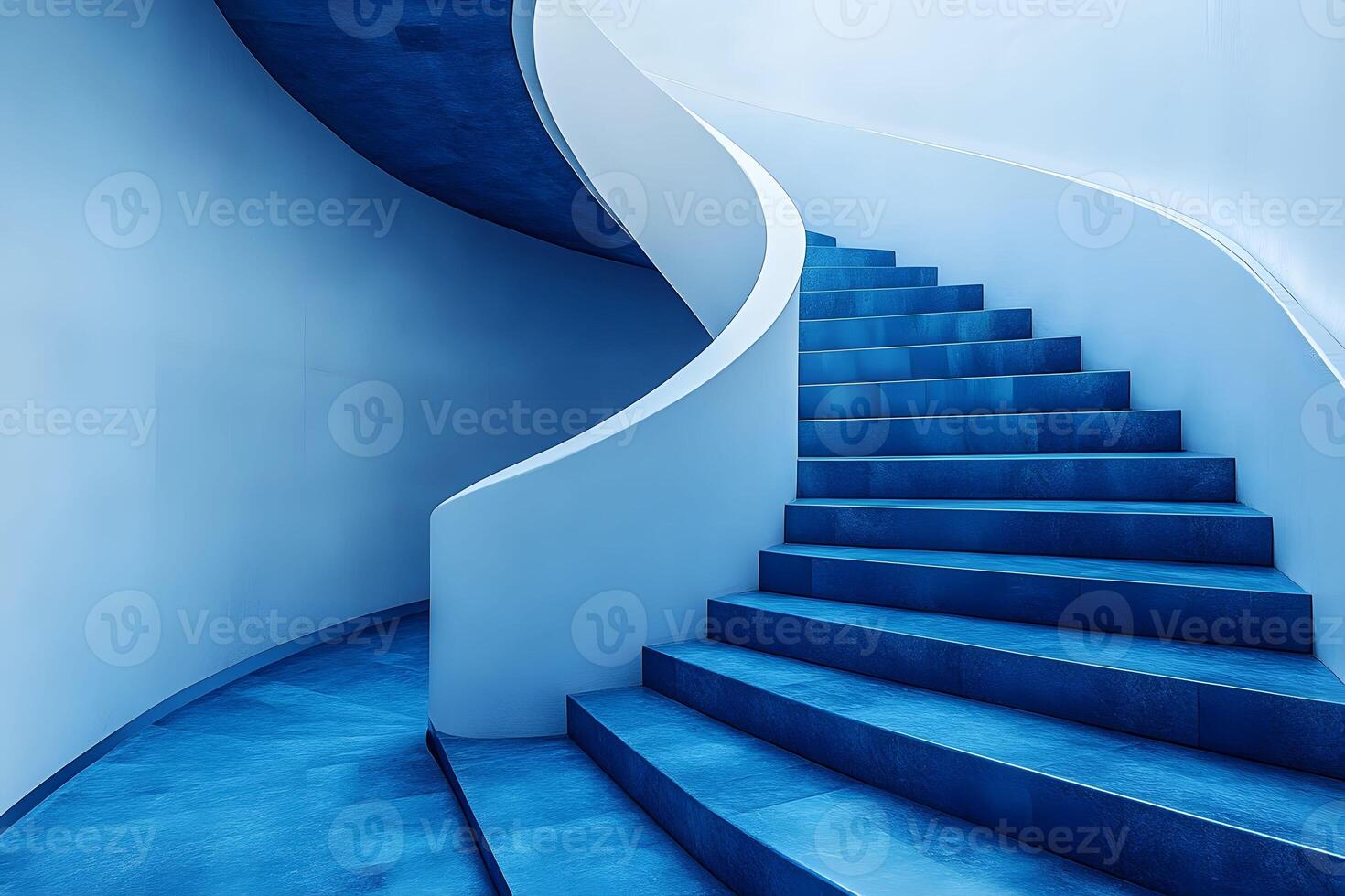 Elegant Blue Spiral Staircase in Modern Architecture for Design Inspiration photo