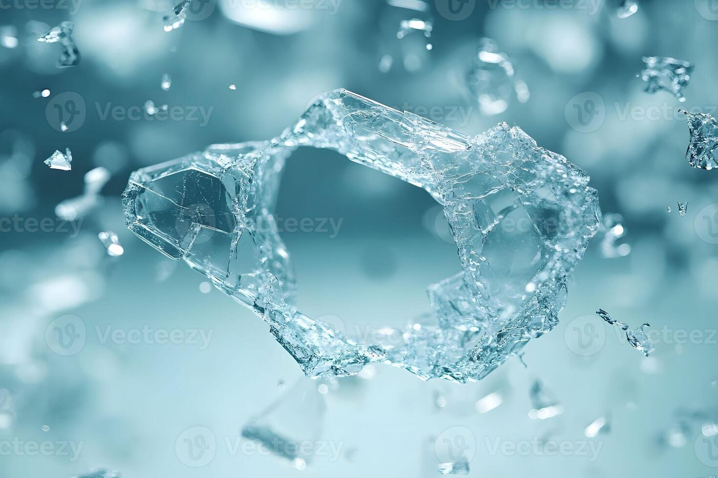 Abstract Ice Fragments Floating in Air - Winter Concept for Design Projects photo