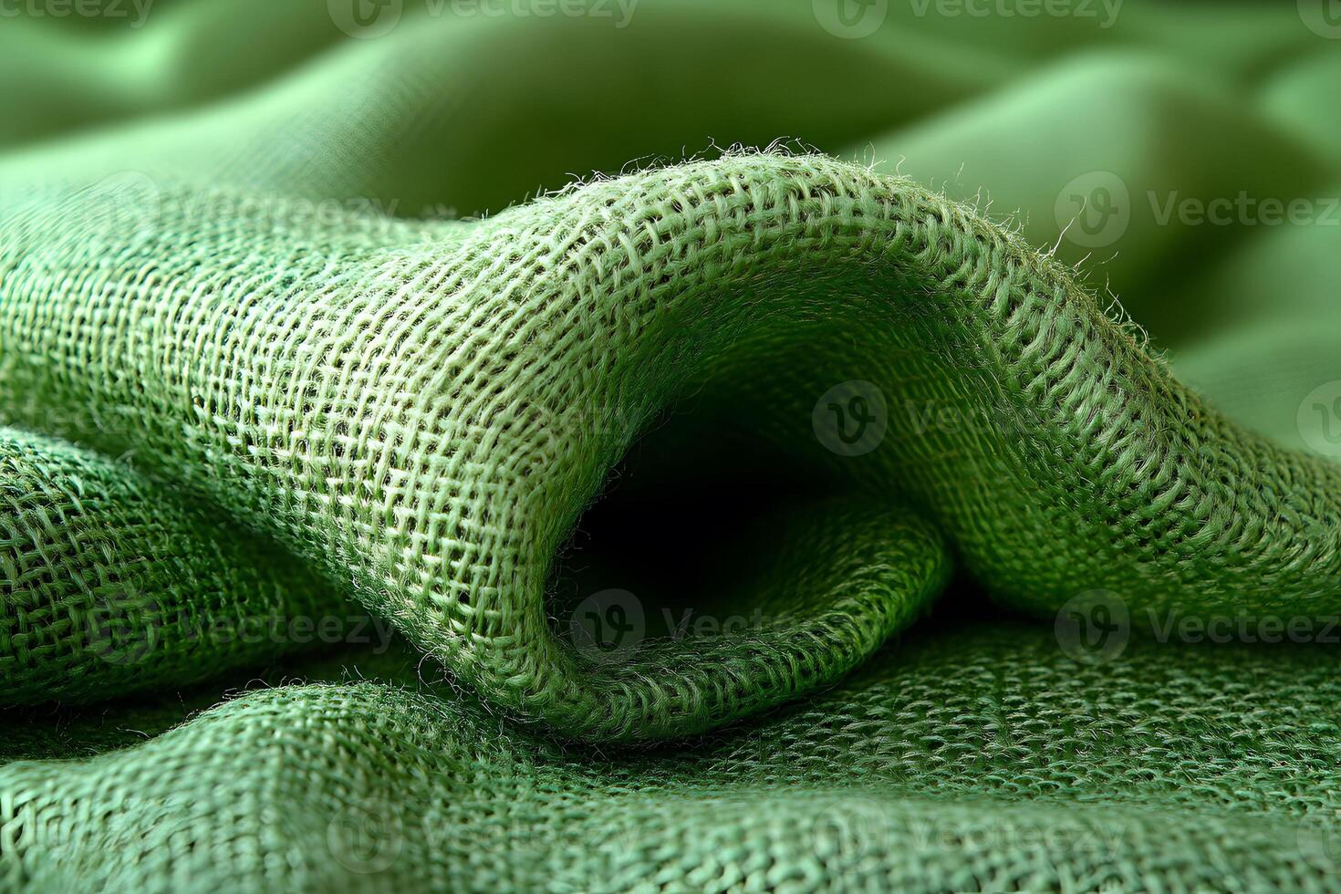 Close-Up of Green Burlap Texture for Natural Design and Craft Projects photo