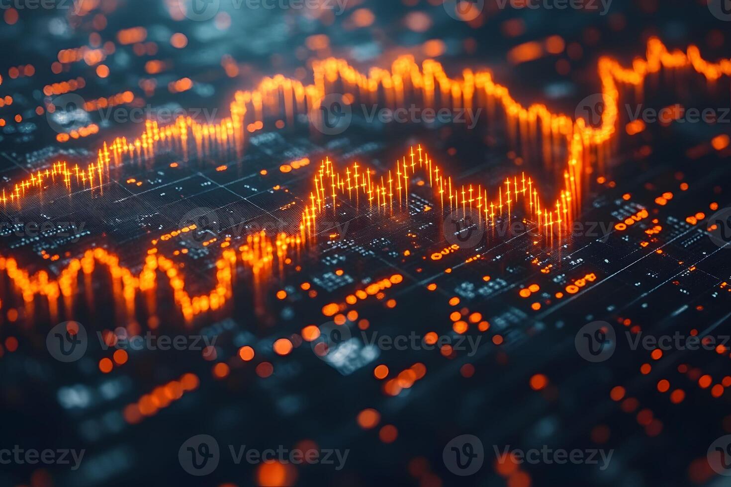Dynamic Stock Market Data Visualization with Glowing Graphs for Financial Presentations photo