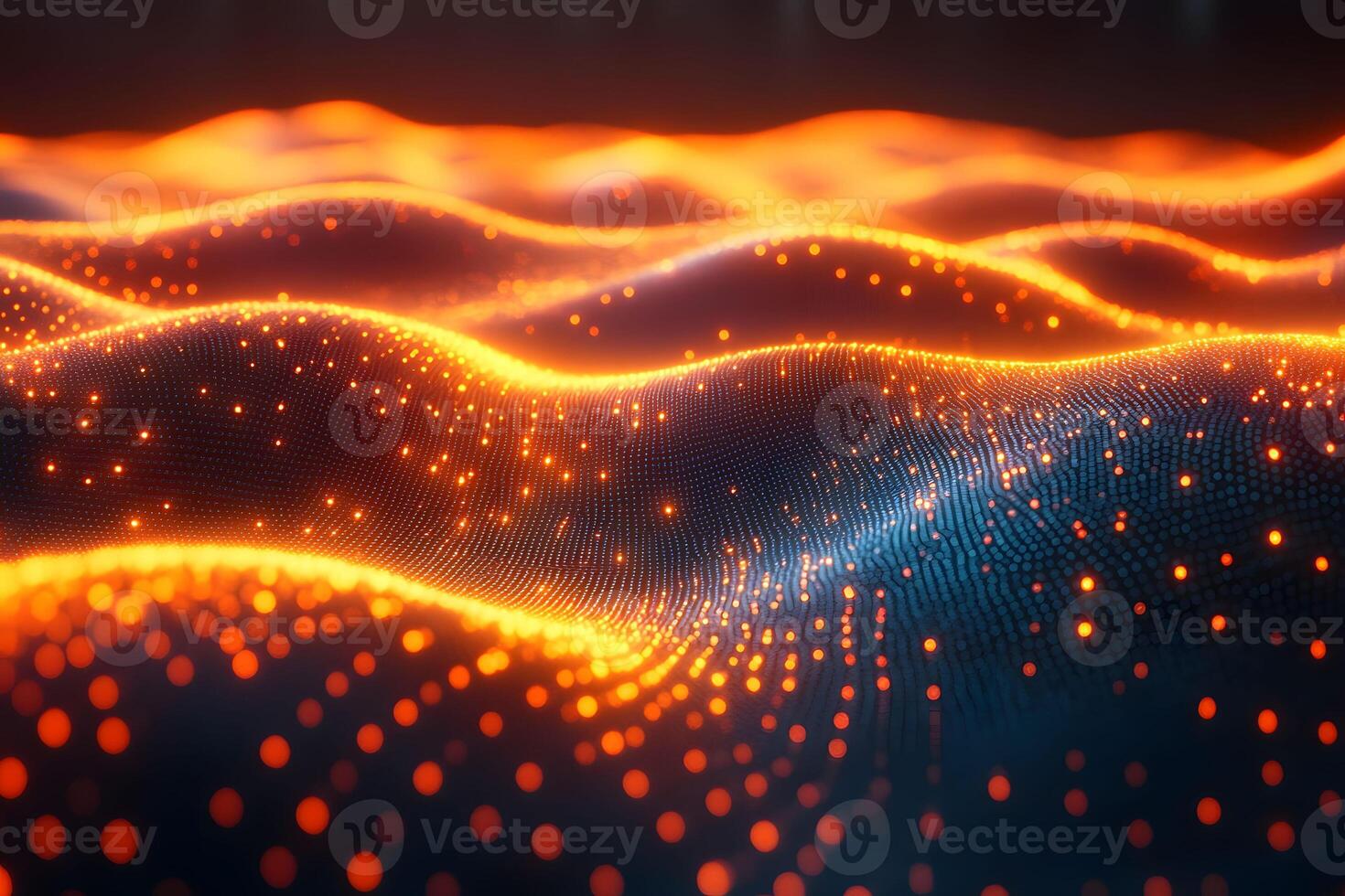 Glowing Abstract Waveform with Orange and Blue Lights for Digital Art Design photo
