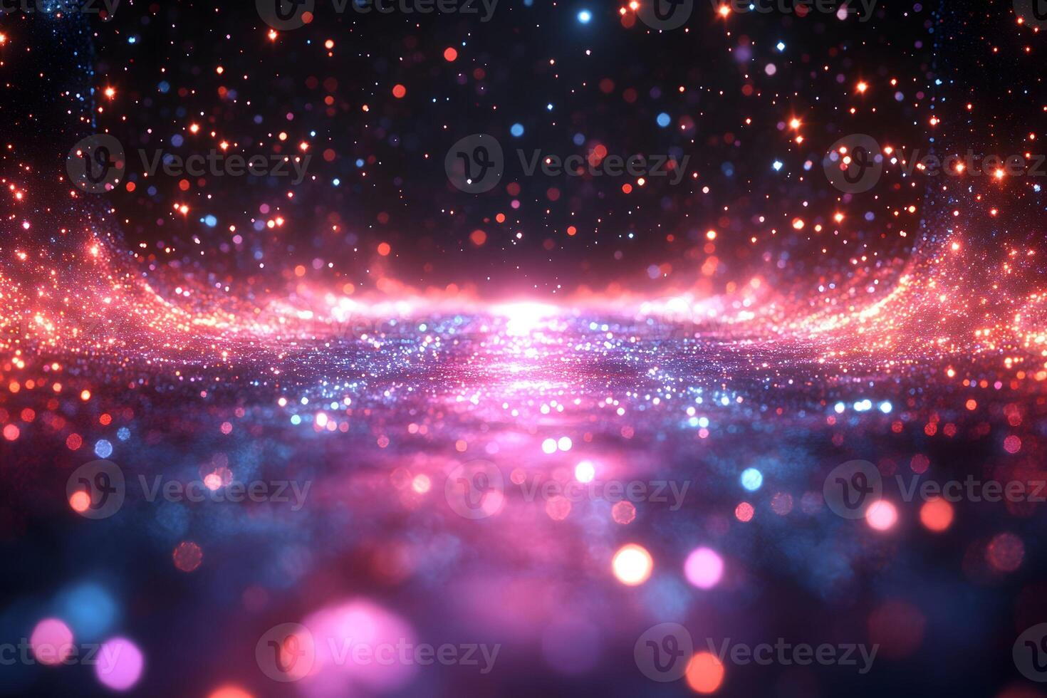 Abstract Cosmic Lightscape with Colorful Bokeh for Design and Background Use photo