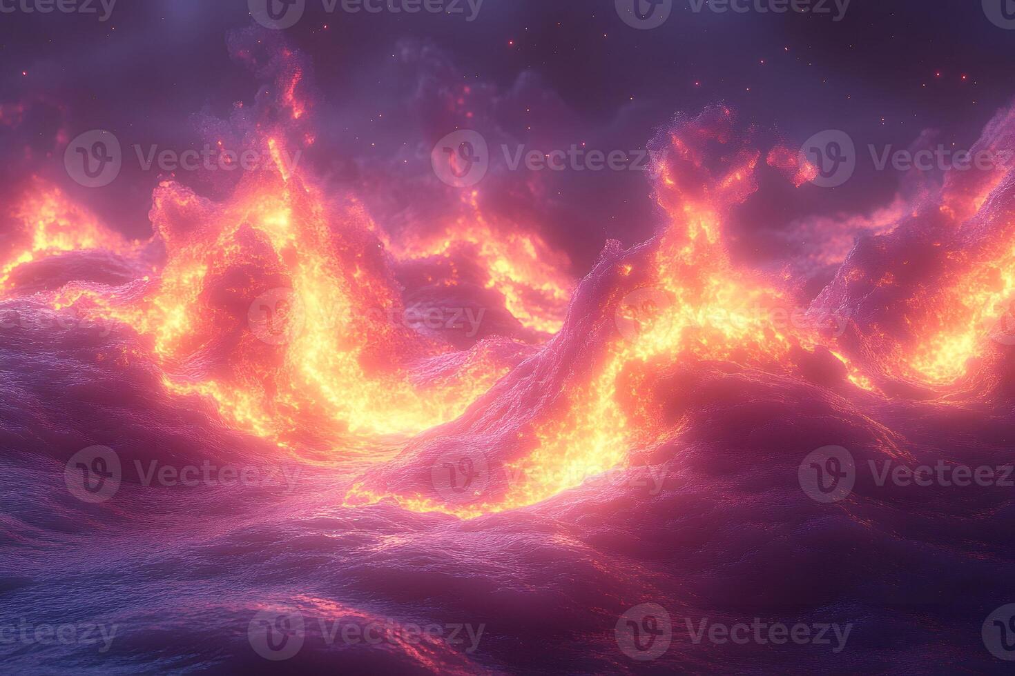 Fiery Waves in Mesmerizing Abstract Fantasy Landscape photo
