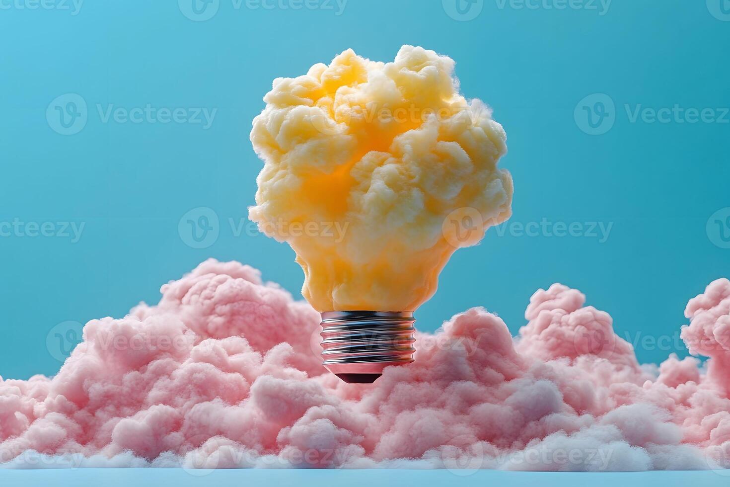 Creative Innovation Concept with Cloud-like Bulb Against Blue Sky Backdrop for Imaginative Design photo
