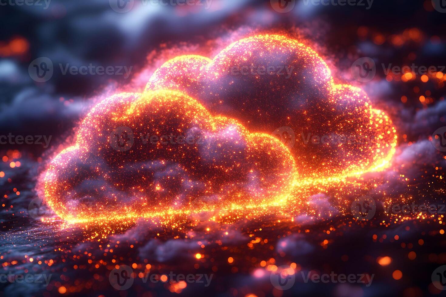 Fiery Glowing Clouds with Sparkling Light Effects for Abstract Design photo