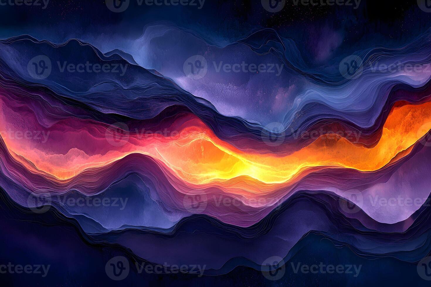 Dynamic Abstract Landscape Vibrant Waves of Color in a Surreal Setting photo