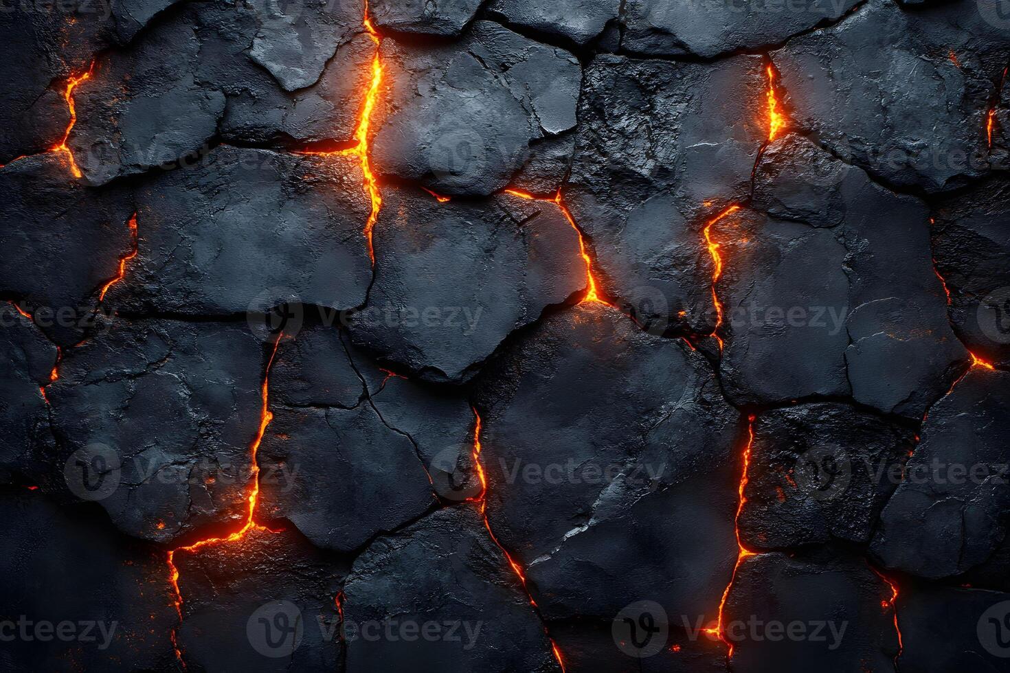 Molten Lava Cracks Emanating Heat - Ideal for Nature, Science, and Energy Themes photo