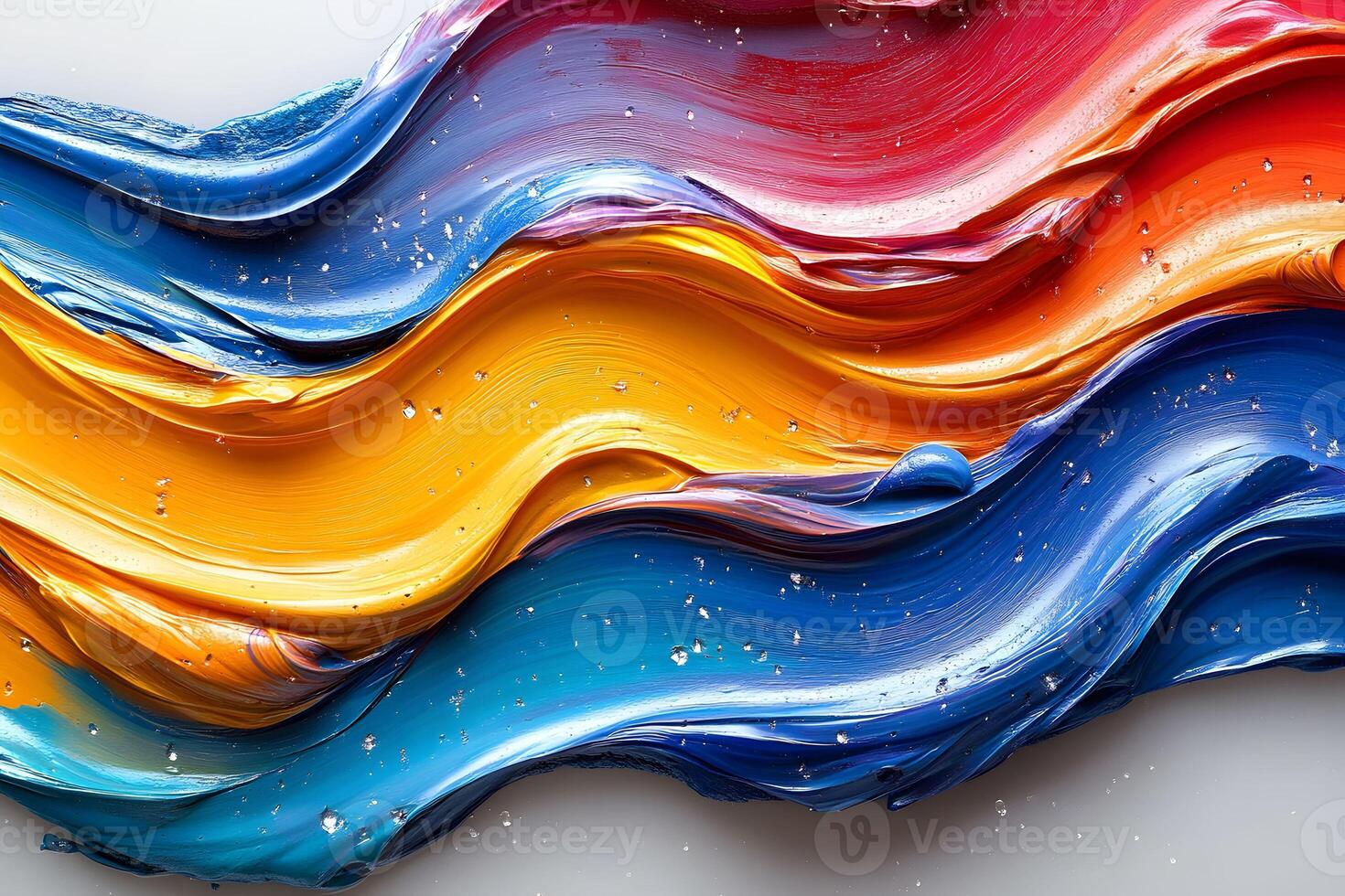 Vibrant Abstract Wave Art in Blue, Orange, and Red - Perfect for Modern Design photo