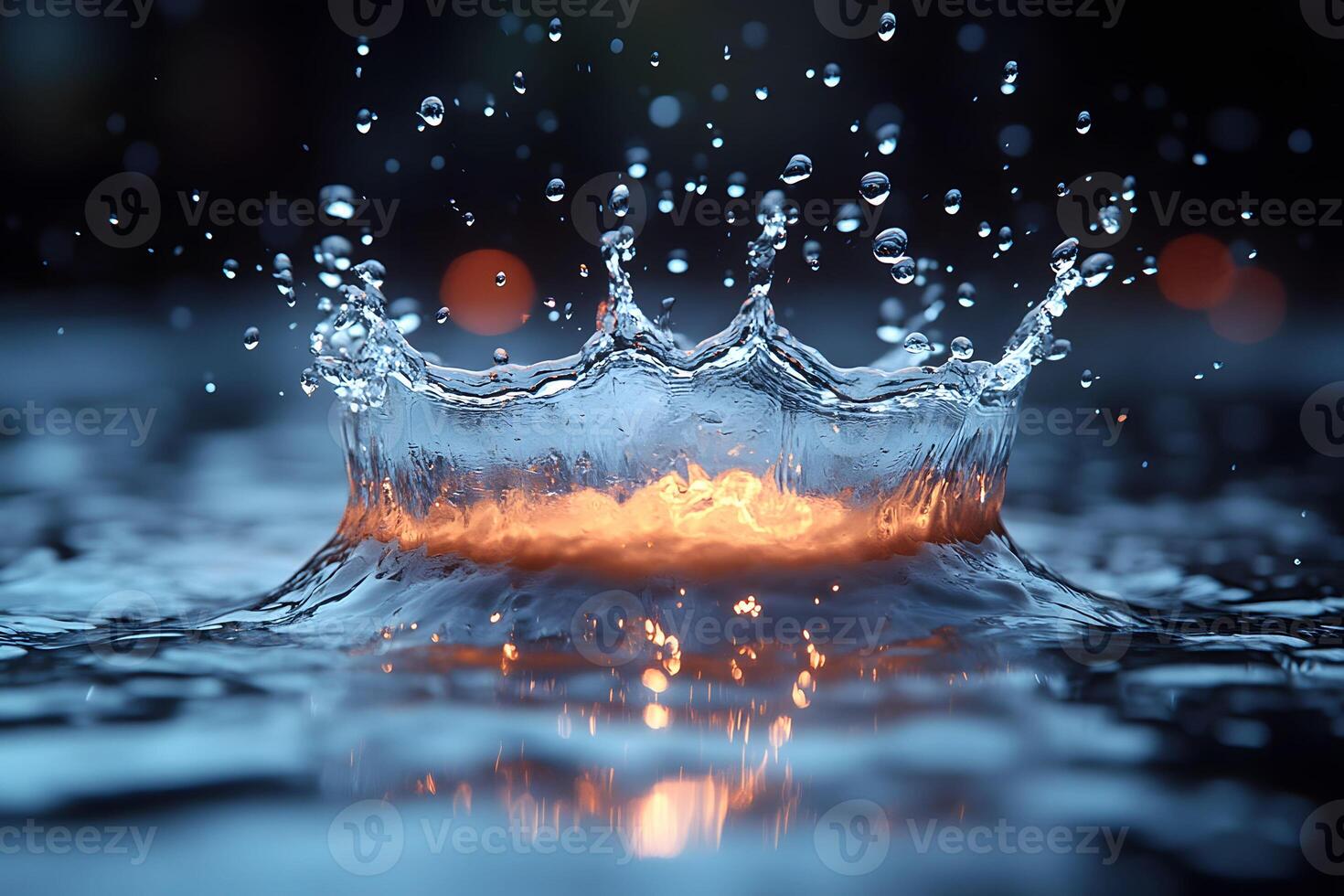 Illuminated Water Splash Abstract Photography for Creative Design Projects photo