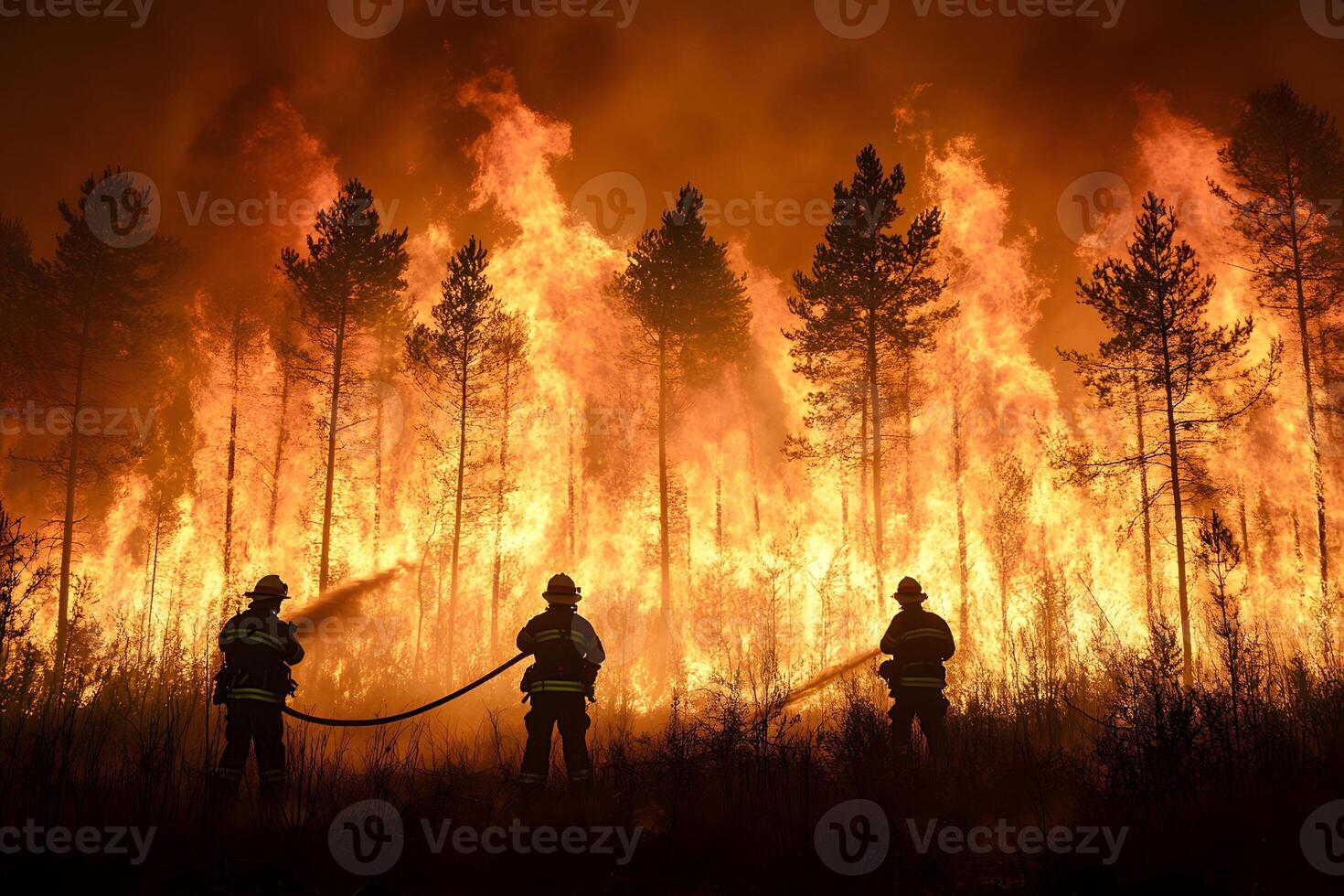 Wildfire Response Firefighters Battling Forest Blaze in Intense Operation photo