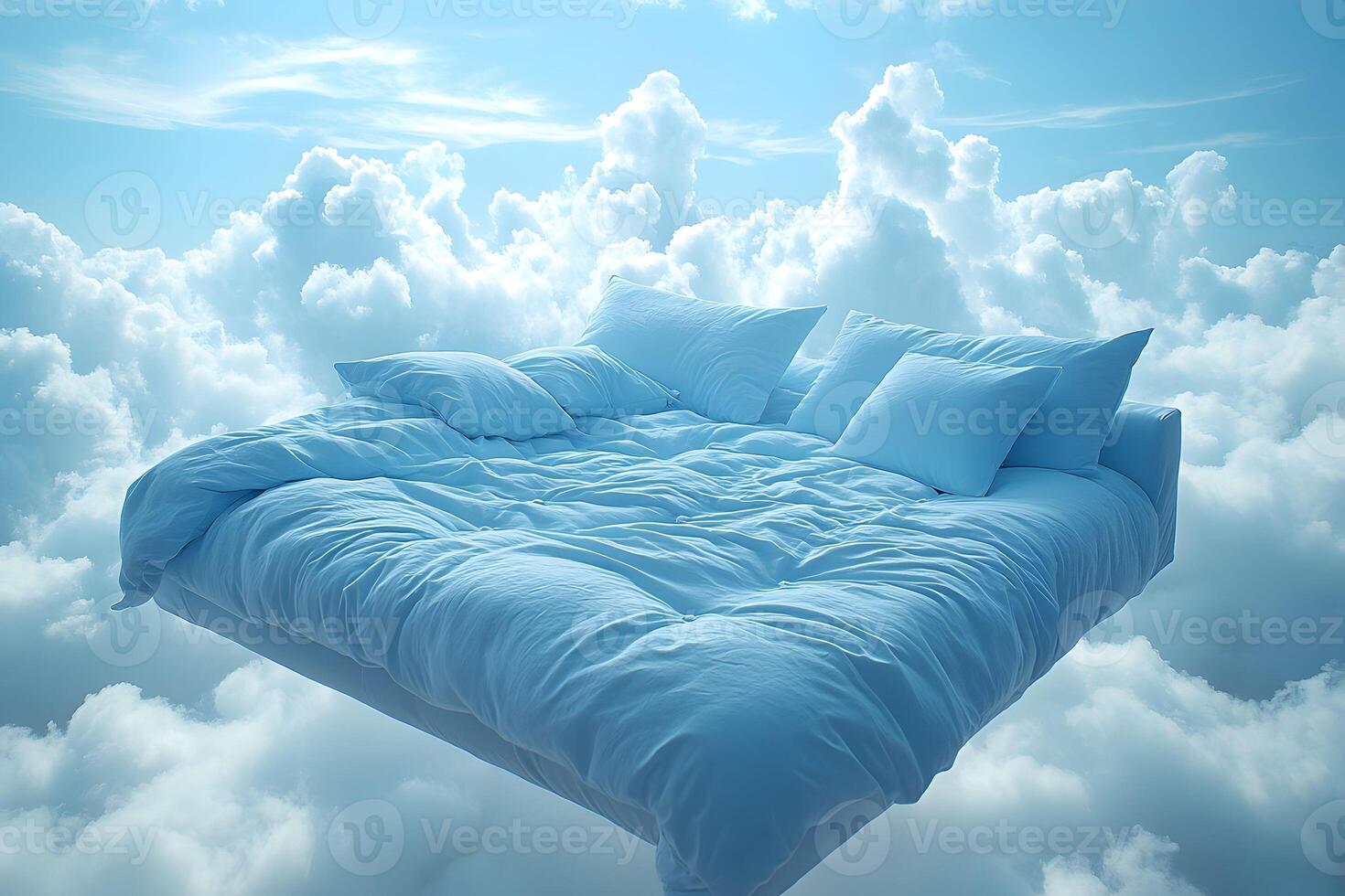 Dreamlike Floating Bed Among Clouds - Surreal Concept for Design and Inspiration photo