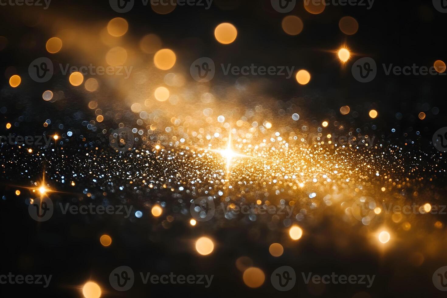 Golden Glittering Bokeh with Sparkling Lights - Perfect Festive Background for Holiday Designs photo