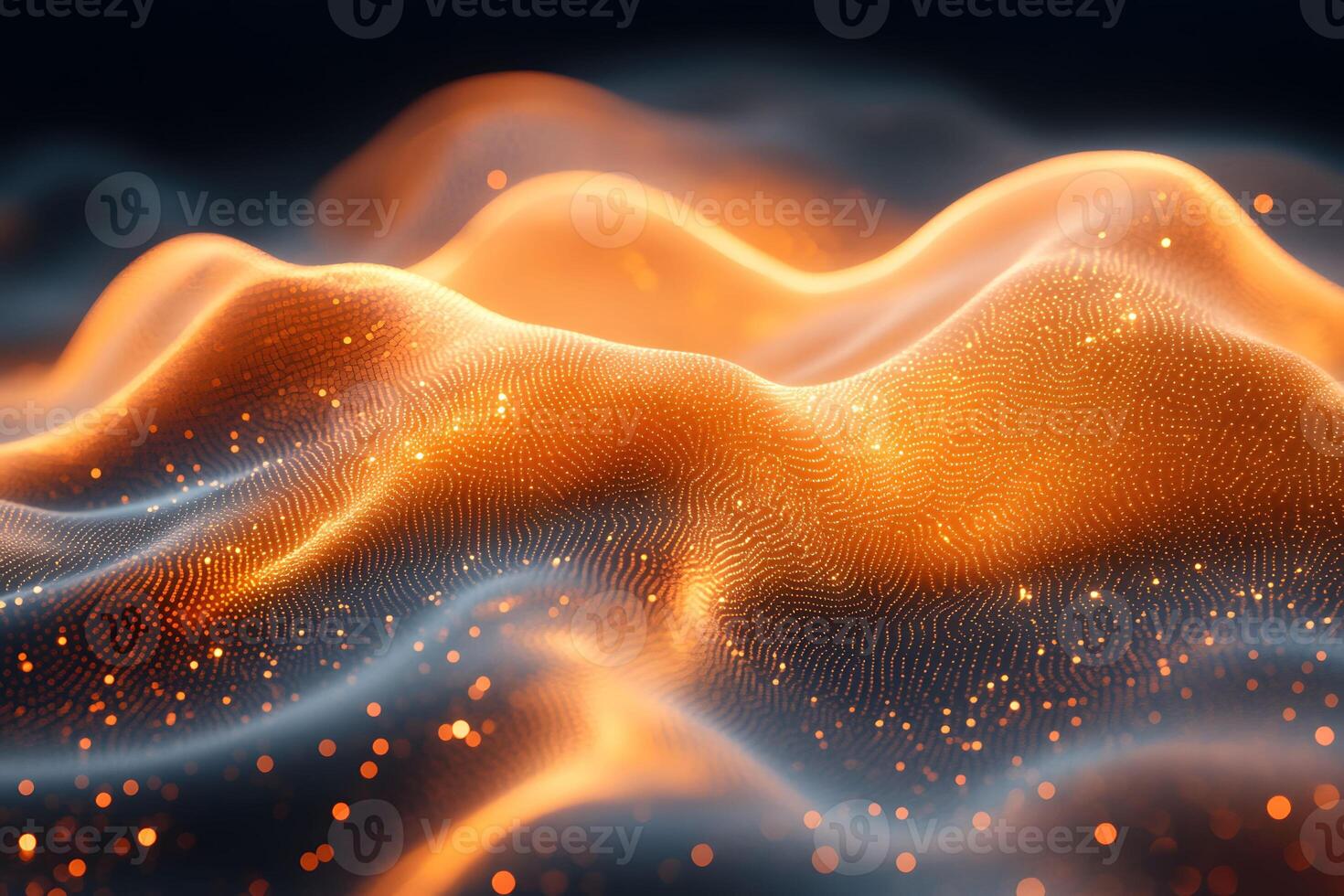 Futuristic Abstract Digital Wave with Glowing Particles for Tech Design photo