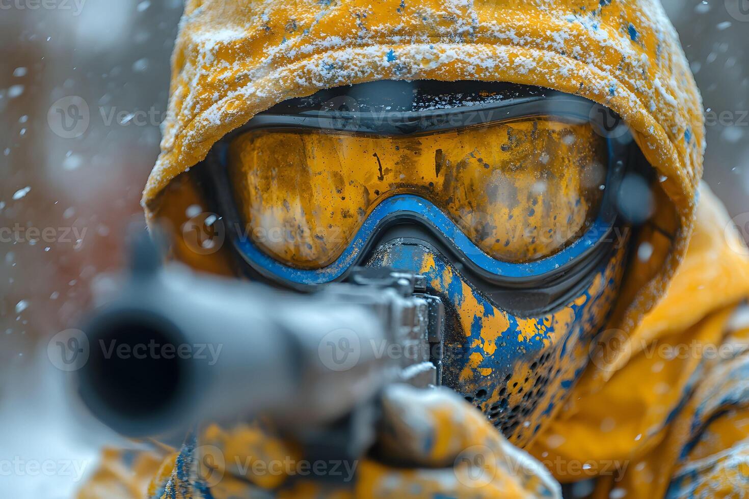 Winter Warfare Camouflaged Soldier in Snowy Terrain - Strategic Military Training photo