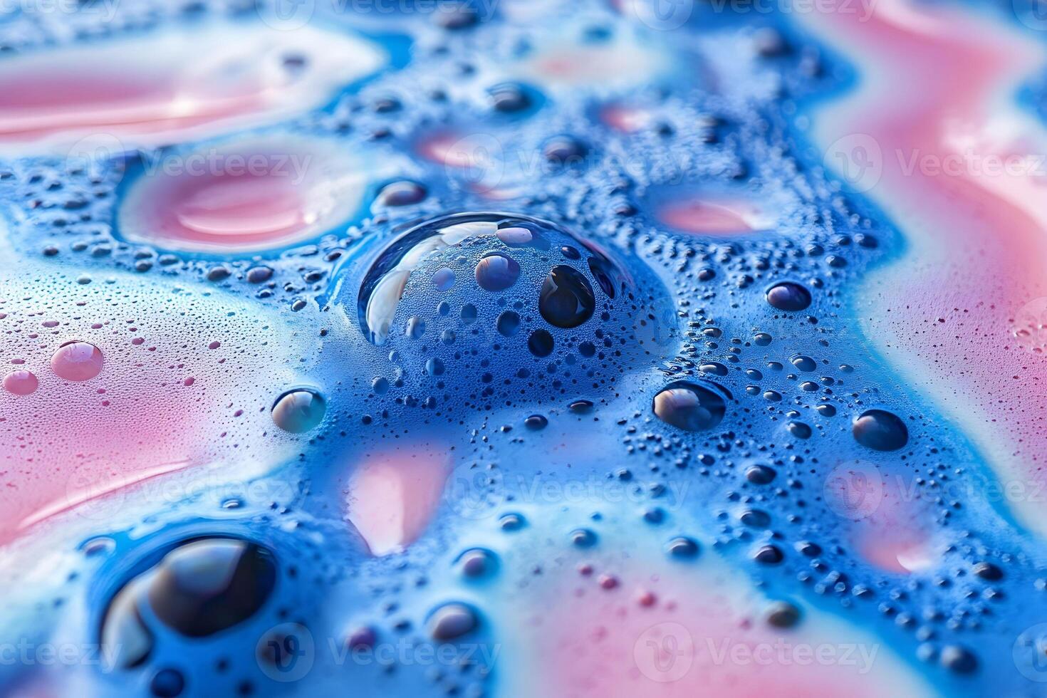 Abstract Fluid Art with Blue and Pink Swirling Bubbles - Perfect for Modern Wall Art and Design photo