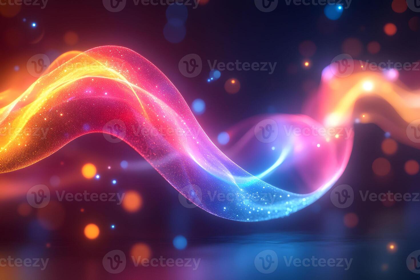 Vibrant Abstract Light Waves on a Dark Background for Artistic Digital Design photo