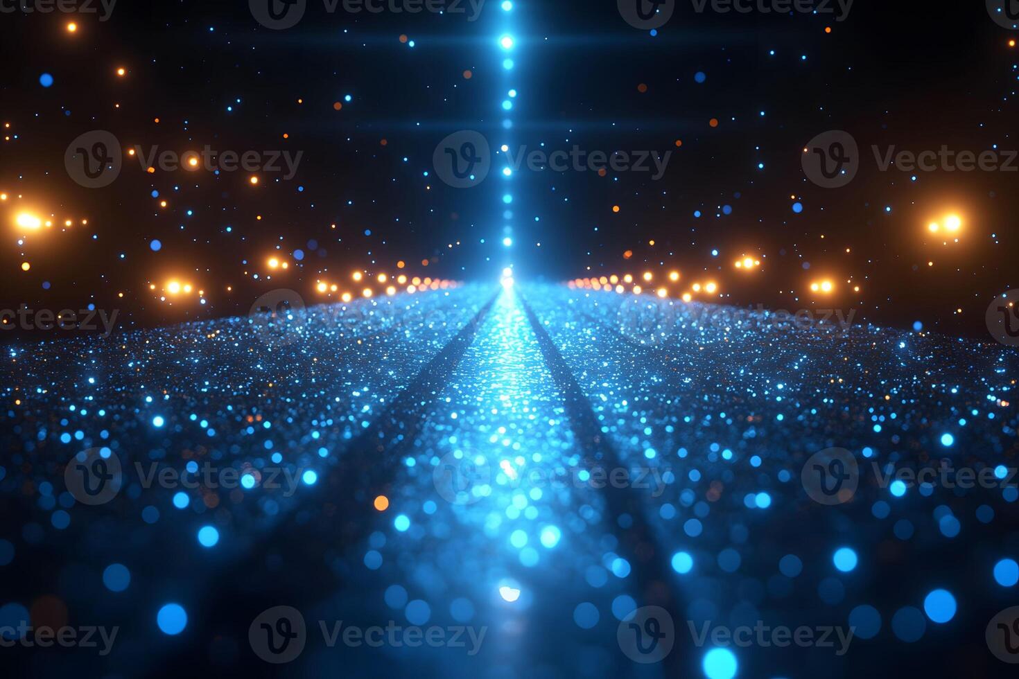 Futuristic Digital Pathway with Glowing Lights for Conceptual Design photo