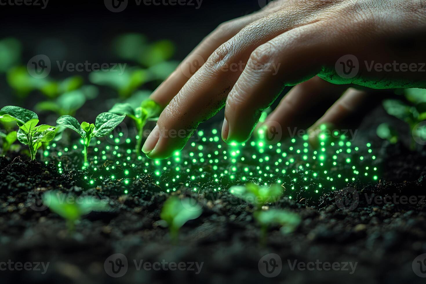 Futuristic Gardening Integrating Technology with Nature for Enhanced Plant Growth photo