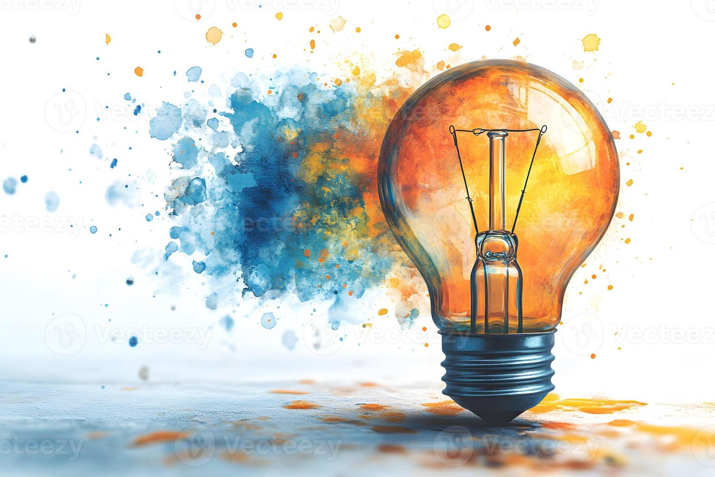Creative Lightbulb Art with Colorful Splash for Innovative Design Projects photo