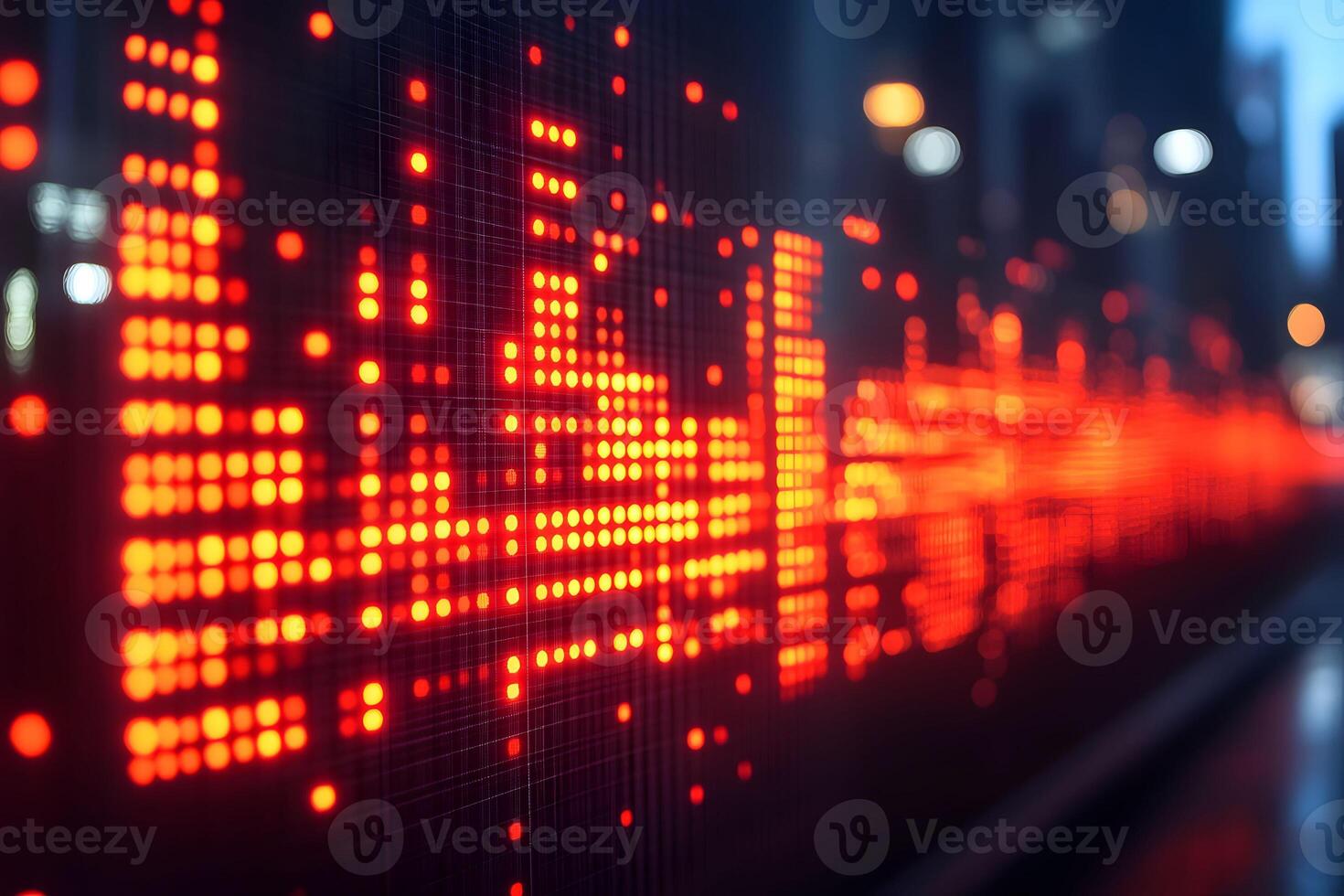 Vibrant Red LED Light Patterns on Urban Building for Modern Design and Tech Vibes photo
