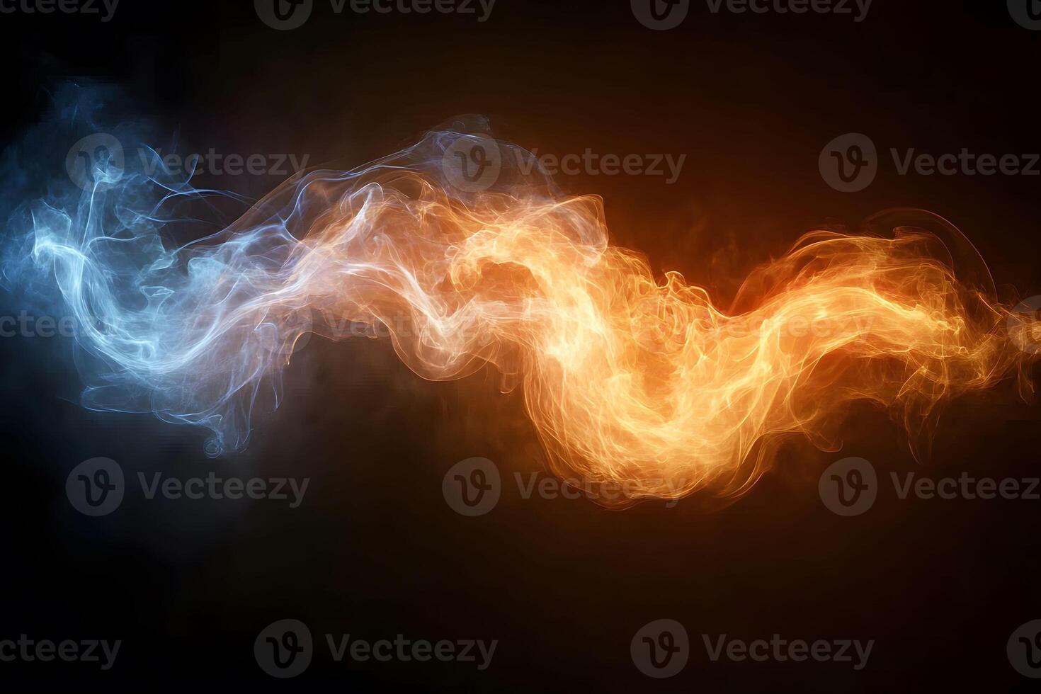 Abstract Elemental Dance Fiery Flames and Icy Smoke Blend for Artistic Design and Wallpaper Use photo