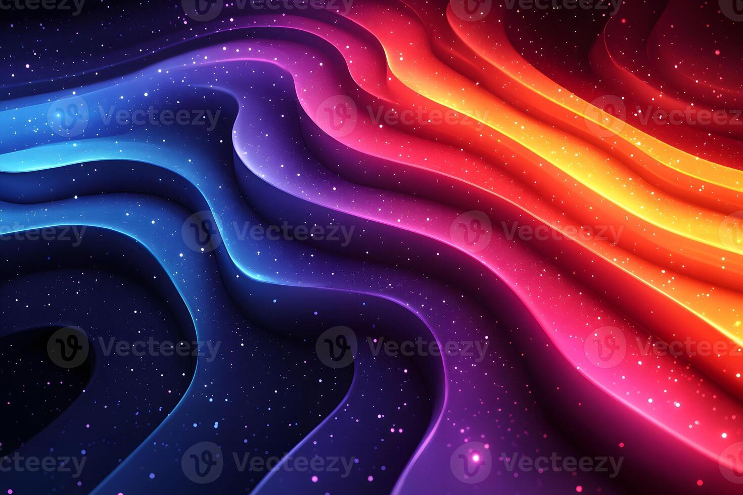 Vibrant Abstract Waves and Cosmic Starry Sky Design for Digital Art and Backgrounds photo